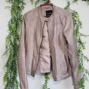 Beige Faux Leather Jacket